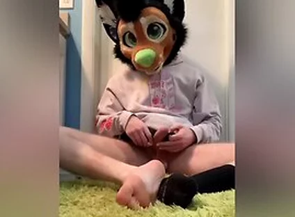 Furry Nerd Showing Off Feet Verbal Jerking Off With Sock