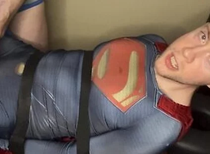Tied Superman Cumshot Twink