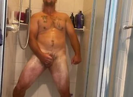 Muscular Dilf Jacking His Fat Cock In The Shower And Fingering His Asshole To Help Him Nut!!!!