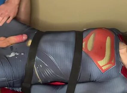 Tied Superman Cumshot Twink