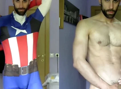 Captain America Jerking off and Cumming