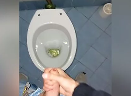 A Young Guy Went Into A Dirty Public Toilet To Pee And Jerk Off