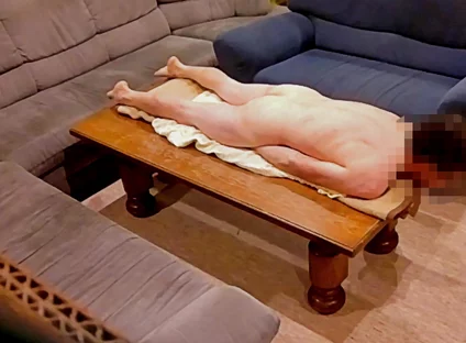 Hump Masturbation with Undressing on a Show Stage