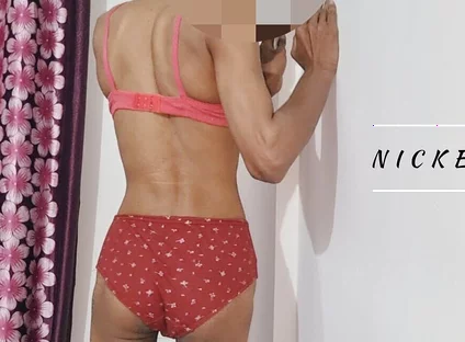 Skinny Sissy Enjoying in Bra and Pantie