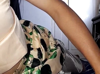 Cum Wearing Satin Set of Tank Top and Skirt