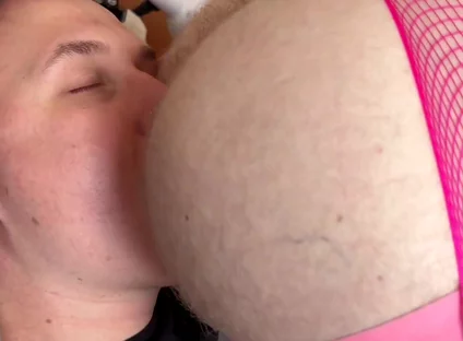 My pretty femboy in fishnets throatfucked like a champ