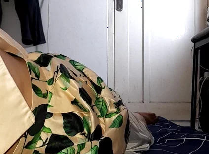 Cum Wearing Satin Set of Tank Top and Skirt