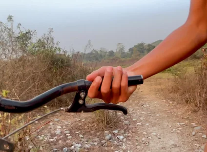 Nude Desi Boy Riding a Bicycle in the Open Outdoors.
