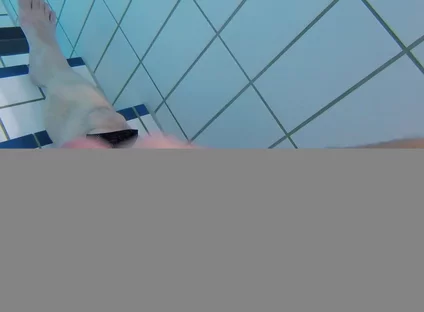 Underwater Close-up: Fat Guy Extensive Masturbates His Thick Foreskin Cock in a Public Swimming Pool
