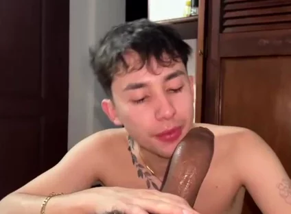 Blowjob to a Huge Black Cock and Taking It Deep