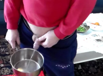 John Is Pissing Into a Kitchenpot