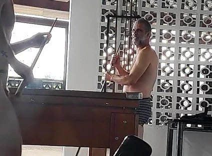 Camera Films Straight Players Playing Pool and Naked