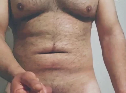 Hairy Big Man Playing with His Dick