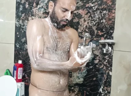 Desi Police Officer Having Shower