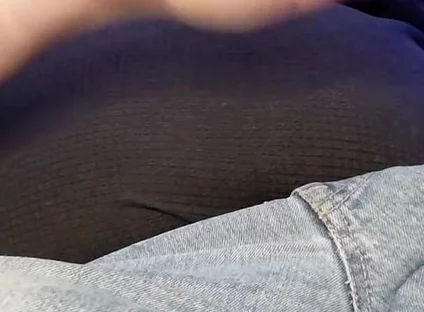 Hard Uncut Cock Stroking Though Blue Jeans