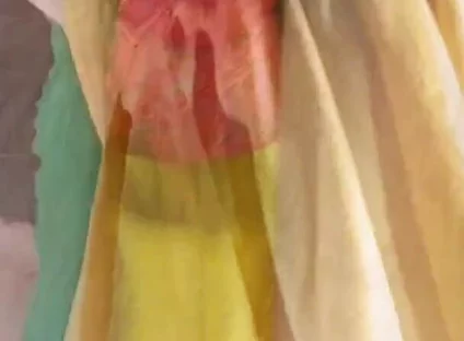 Red Lacy Panties Under Yellow Skirt