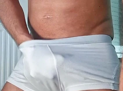 I Masturbate in My White Boxers and Take Out My Big Cock