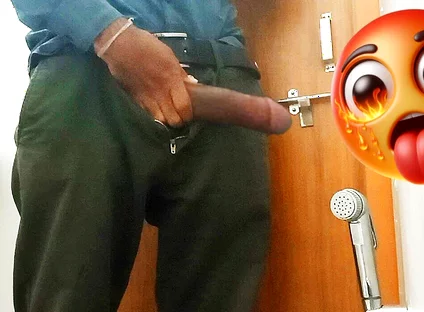 Today in the Office Toilet, I Spit on My Cock, Masturbated and Ejaculated