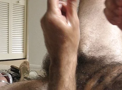 Jacking off While Wearing High Heels and Feet Chained Together