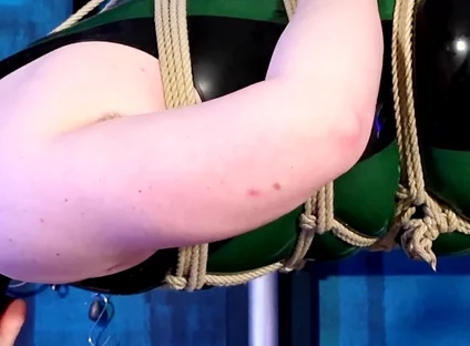 The Chastity Slave Is Bound in Ropes and Tormented with Feet