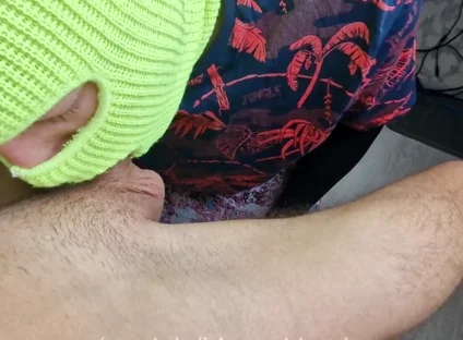 A Man in a Skirt Sucks My Huge Dick, Eat My Cum Man!