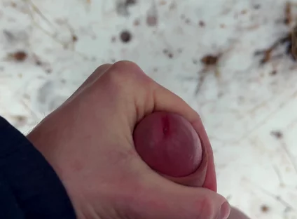 Handy POV - Twink Wixt His Cock in the Forest - in Winter