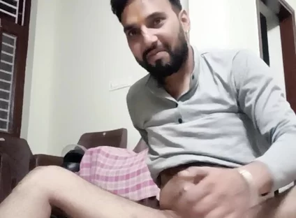 Indian man masturbation in the bathroom