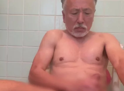 Anal masturbation in the bathroom
