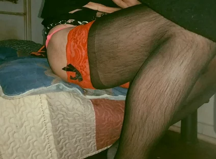 Pretty Little Ass Beauty Sissy Doing Anal Anf Gape Dildo with Chains and a Jewel Padlock on the Thong