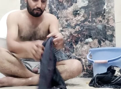 Indian Desi Man Enjoy Shower and Home Duty