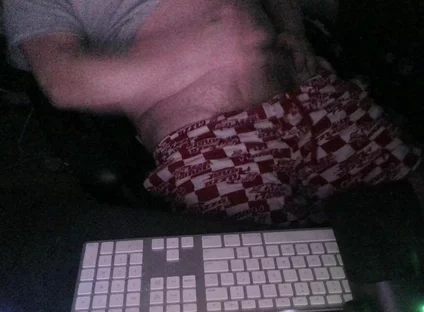 Night Time Masturbation Tease at My Computer with the Webcam on and the Night Time Ready for Action