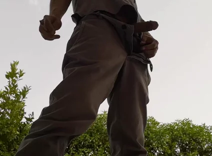 Quick Outdoor Jerkoff While Having a Cigarette