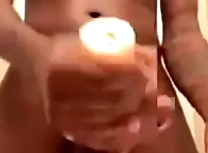 Stroking my hard big dick with torch