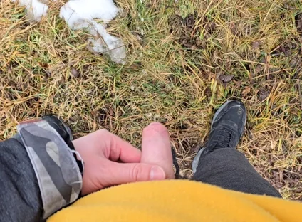 A Bit Risky Peeing - POV Outdoor Male Pee During a Nature Walk
