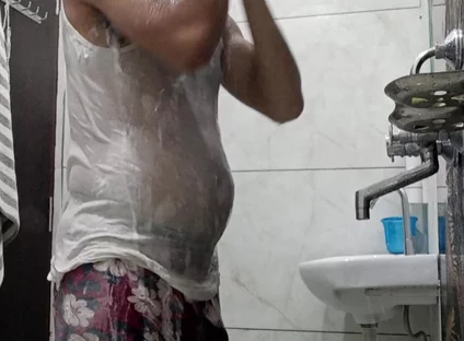 Man Enjoys Shower