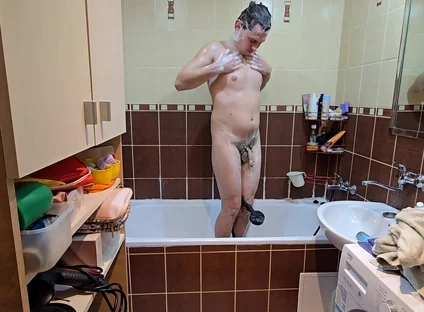 Hot Water Therapy - Hairy Guy’s Private Shower Time After Work