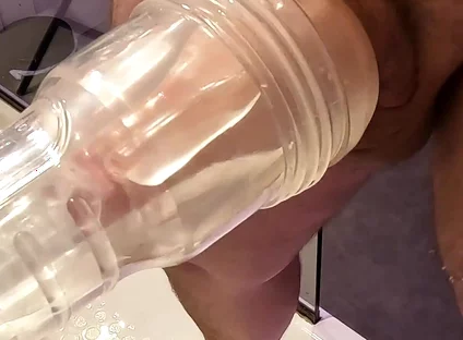 Fleshlight Wall Fuck POV with a Thick Uncut Cock in Full Focus