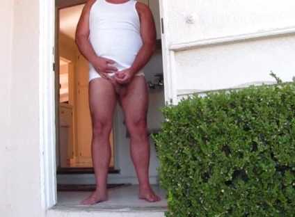 Side Door Jerkoff and Cum