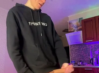 Skinny Boy Making a Huge Mess with His Thick Dick