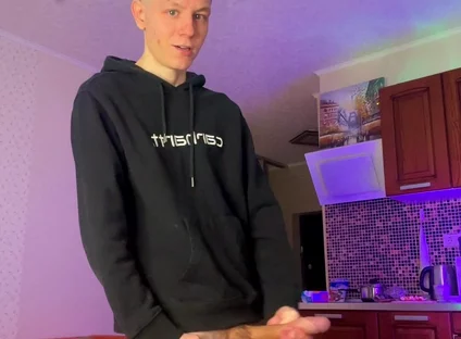 Skinny Boy Making a Huge Mess with His Thick Dick