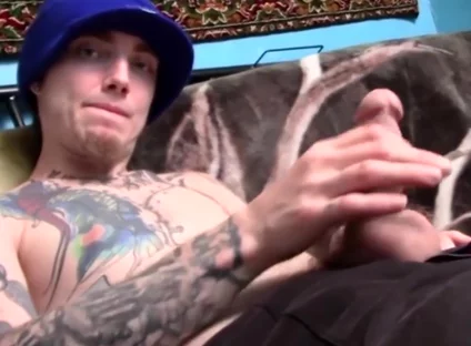 Tatted Thug Blinx Loves A Good Stroke And Big Cum Load