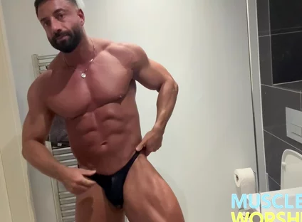 Pumped Muscle Hunk Ready To Burst Out Of His Tiny Posers