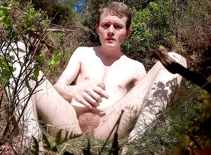 Naked in the Forest Jerking off