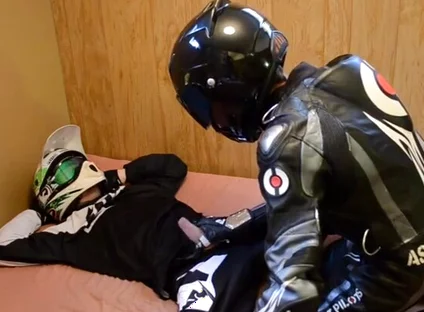 leather biker fucks motorcrosser
