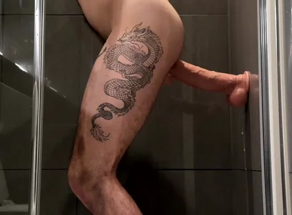 Hungry Locked Bottom Playing with Huge 10 Inches Monster Dildo