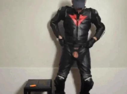 leather biker gear cum load