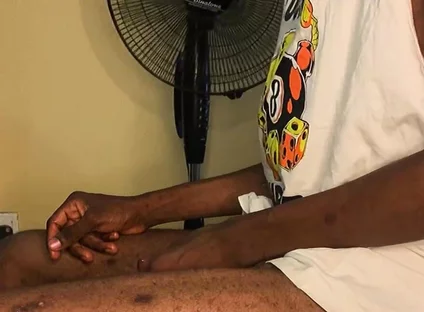 Skinny African Boy First Cum on Cam