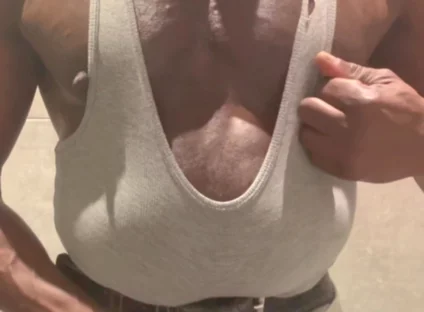Black Muscle Stepdad Revealing Singlet Bate Cum Post Gym Shower