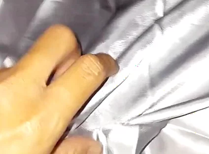 Masturbating Wearing Silver Satin Long Dress in Car