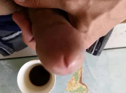 Hot Guy Jerking off to Put Some Milk in His Coffee